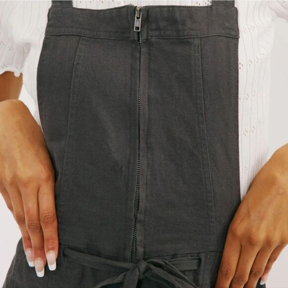 Free People Black Gray Overall Shortalls - Picture 4 of 16